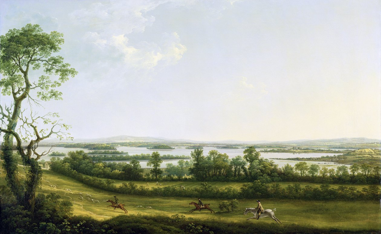 Lough Erne vanaf Knock Ninney, met Bellisle in de verte, County Fermanagh, Ierland door Thomas Roberts