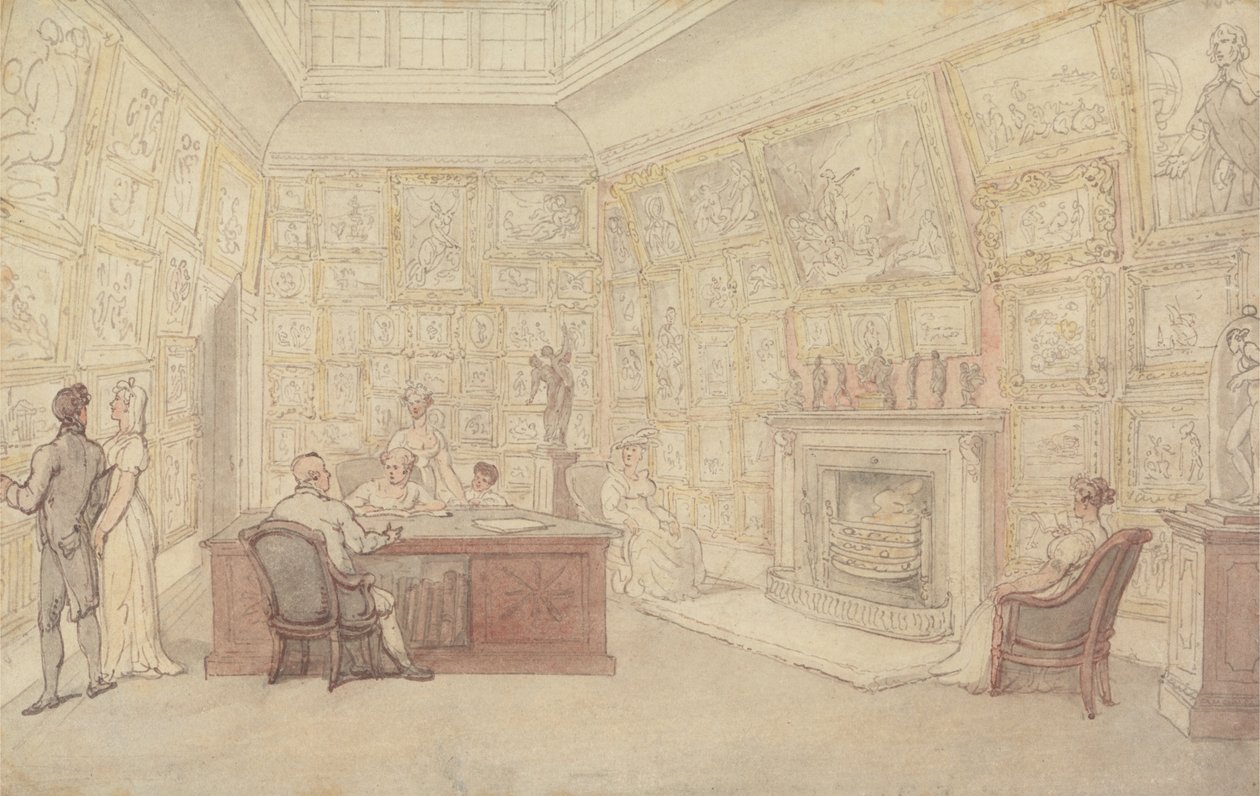 Een heren kunstgalerij door Thomas Rowlandson