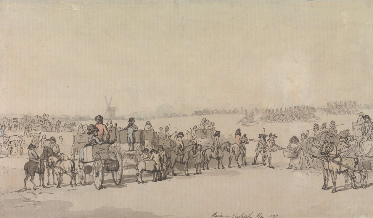 Een review op Blackheath, mei 1785 door Thomas Rowlandson