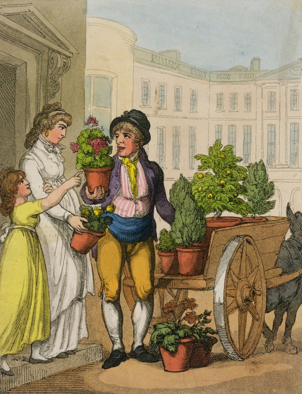 Kreten van Londen: De tuinpotverkoper, 1799 door Thomas Rowlandson