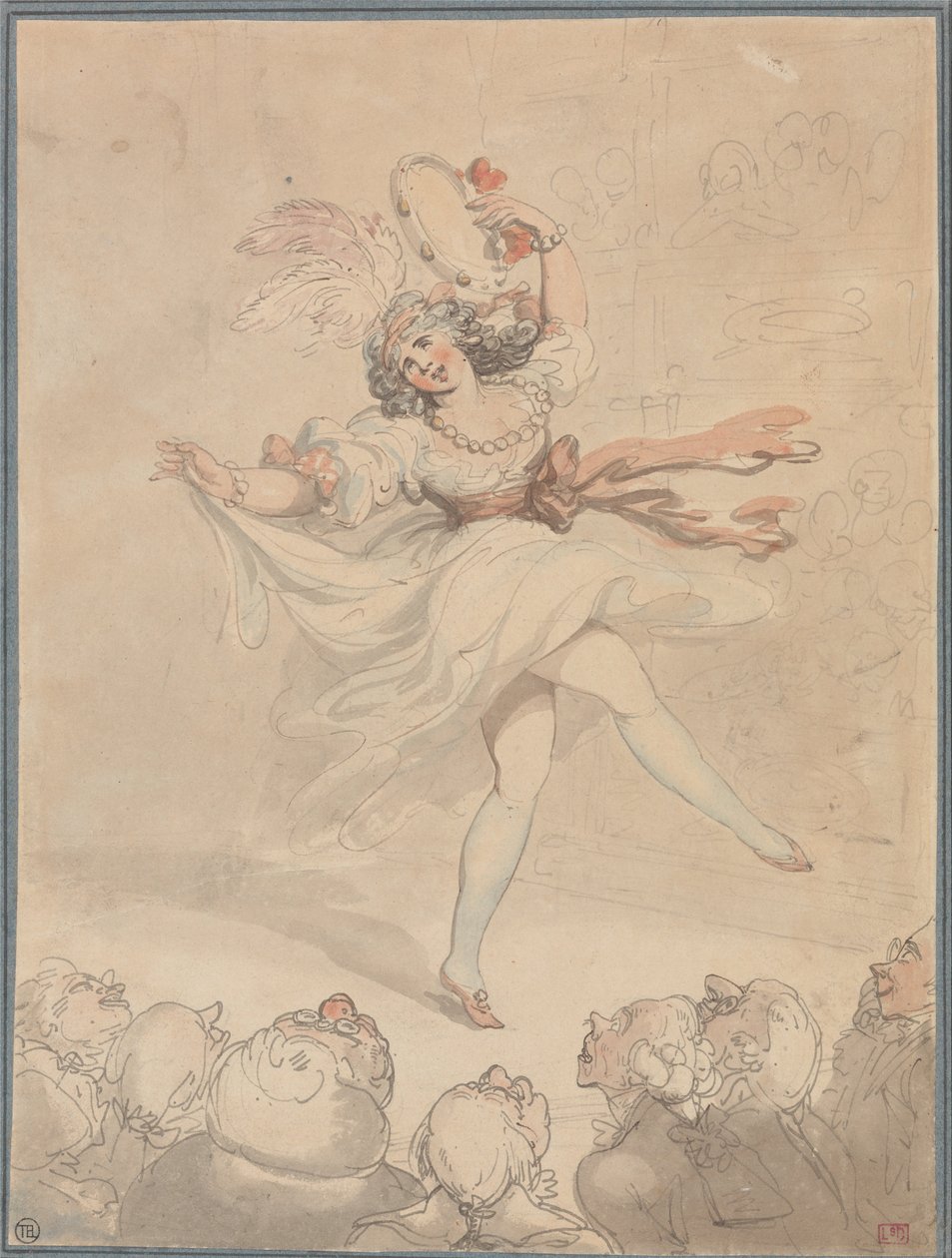 Vrouwelijke danseres met een tamboerijn door Thomas Rowlandson