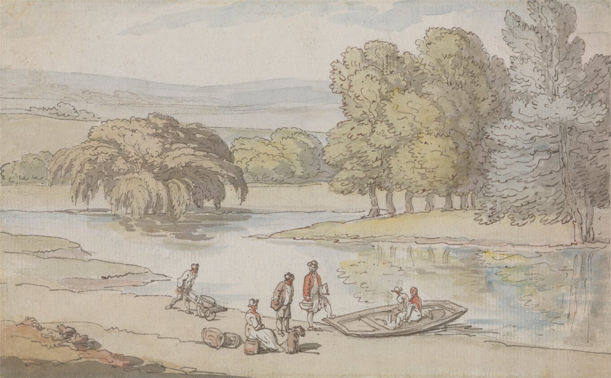 Figuren bij een veerboot door Thomas Rowlandson