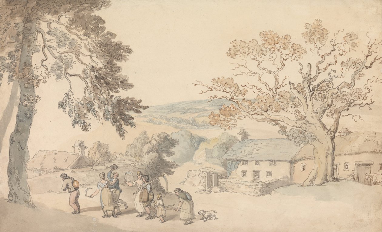 Oogsters vertrekken door Thomas Rowlandson