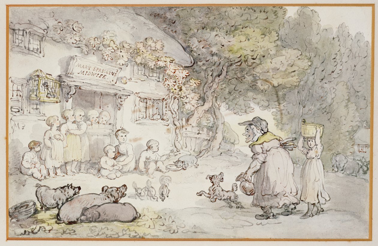 Mary Spriggens, de Vroedvrouw door Thomas Rowlandson