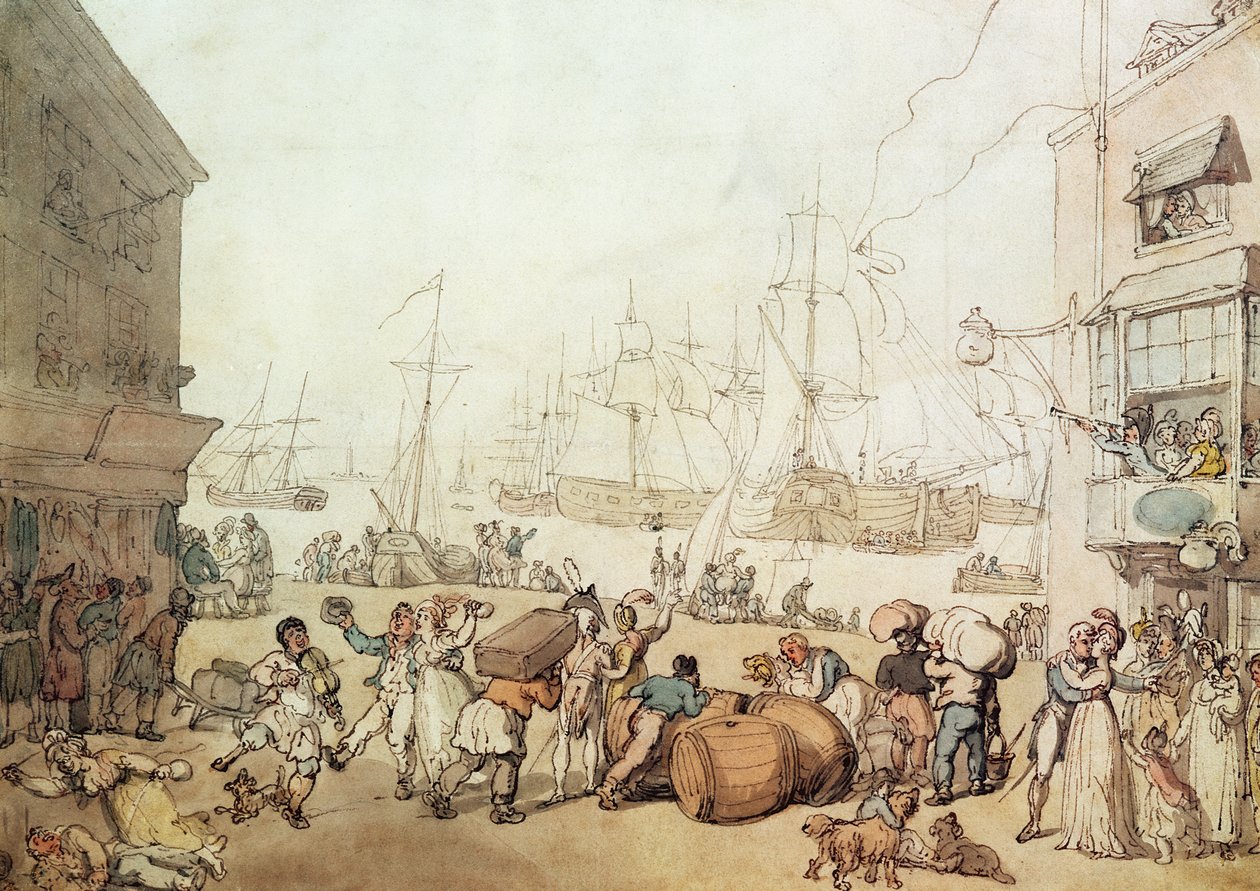 Portsmouth Point, 1811 door Thomas Rowlandson