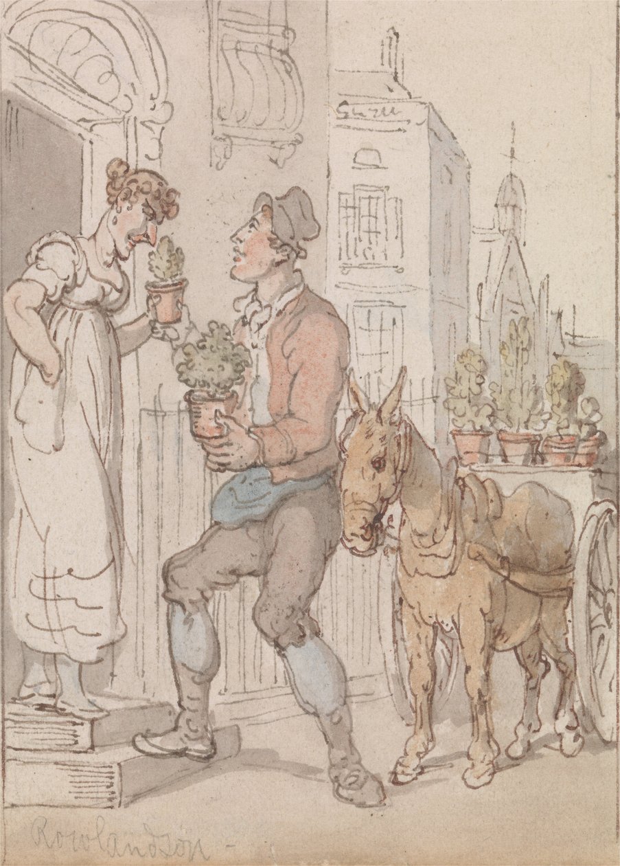 De bloemenverkoopster door Thomas Rowlandson