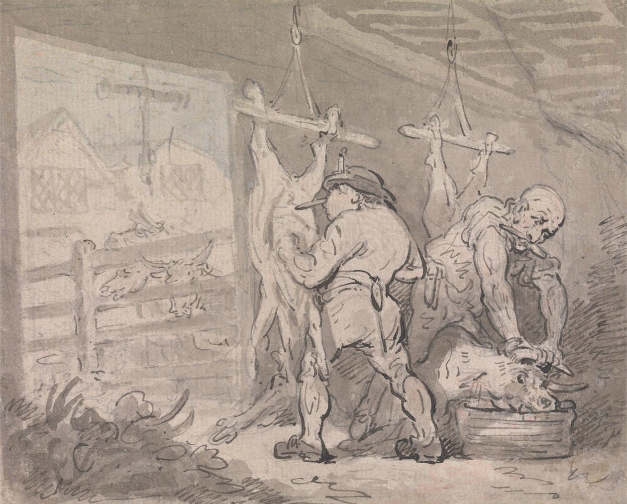 Het slachthuis door Thomas Rowlandson