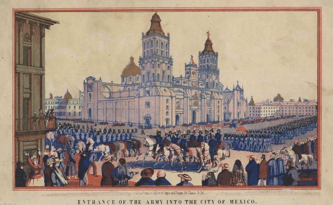 Intocht van het Leger in de Stad Mexico door Thomas S. Wagner