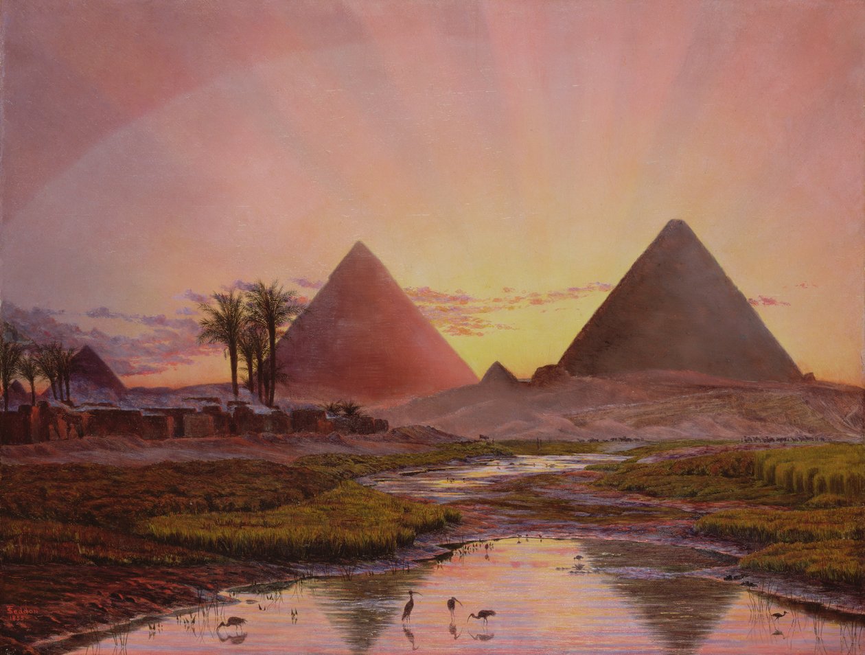 Piramides van Gizeh, 1855 door Thomas Seddon