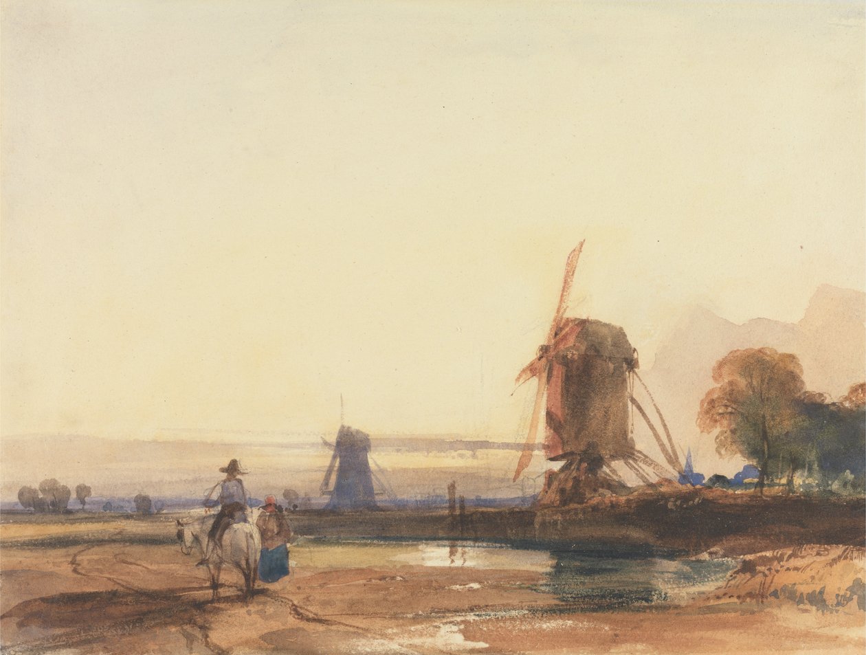 Landschap met windmolens door Thomas Shotter Boys