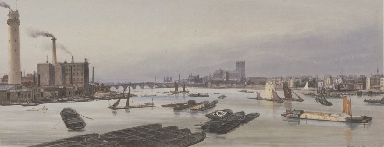 Rivier de Theems bij Westminster, 1842 door Thomas Shotter Boys