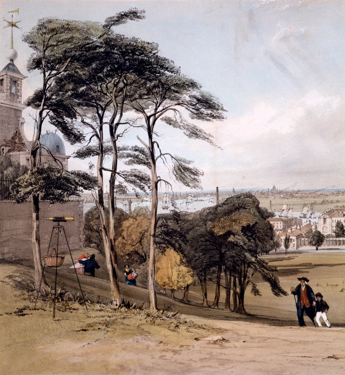 Uitzicht op Londen vanuit Greenwich Park, 1842 door Thomas Shotter Boys