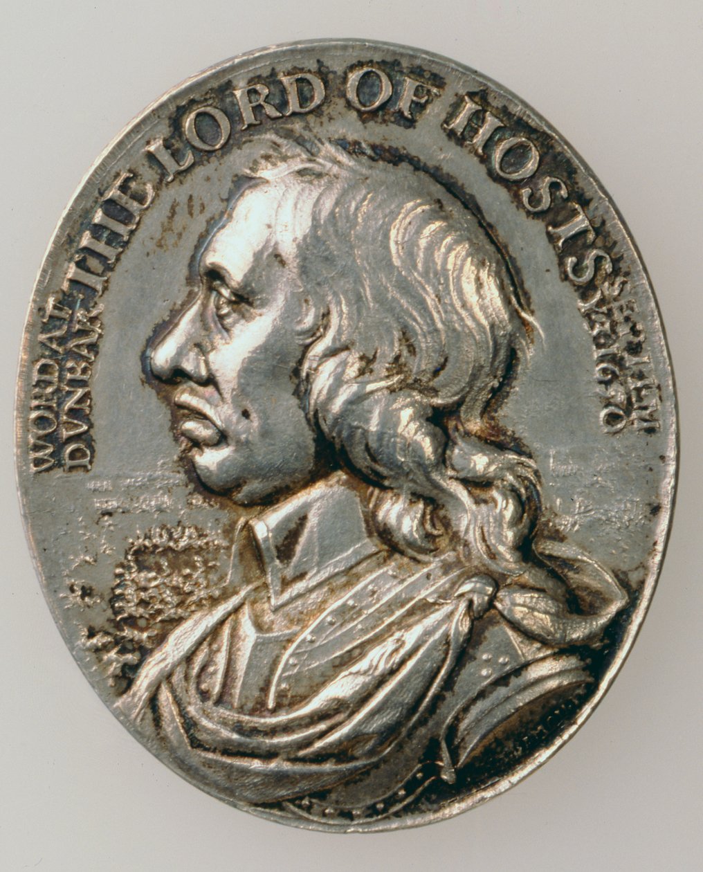 Dunbar-medaille met afbeelding van Oliver Cromwell (1599-1658) 1650 (voorzijde) door Thomas Simon