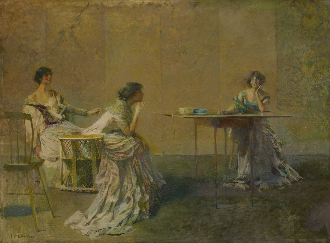 Het geroddel, c.1907 door Thomas Wilmer Dewing