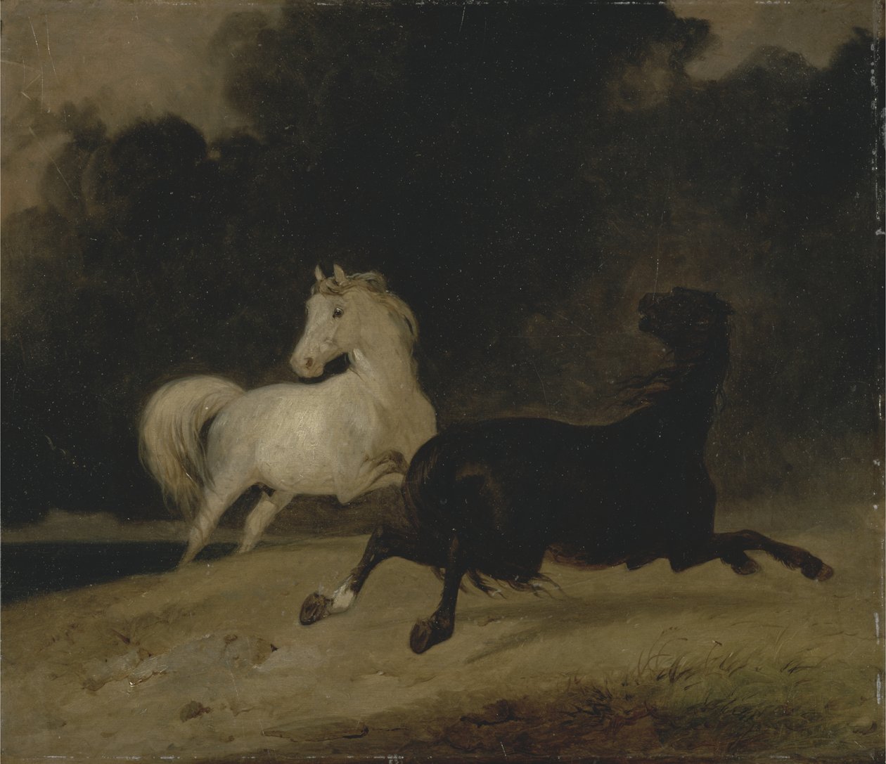 Paarden in een onweersbui, 1823 door Thomas Woodward