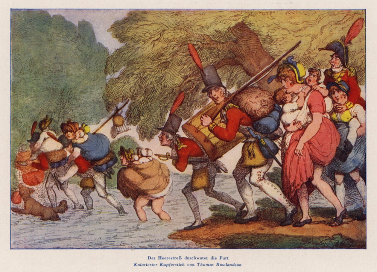 Soldaten op mars door Thomas (after) Rowlandson