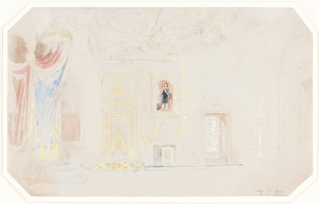 De Troonzaal in Fontainebleau door Thomas Allom