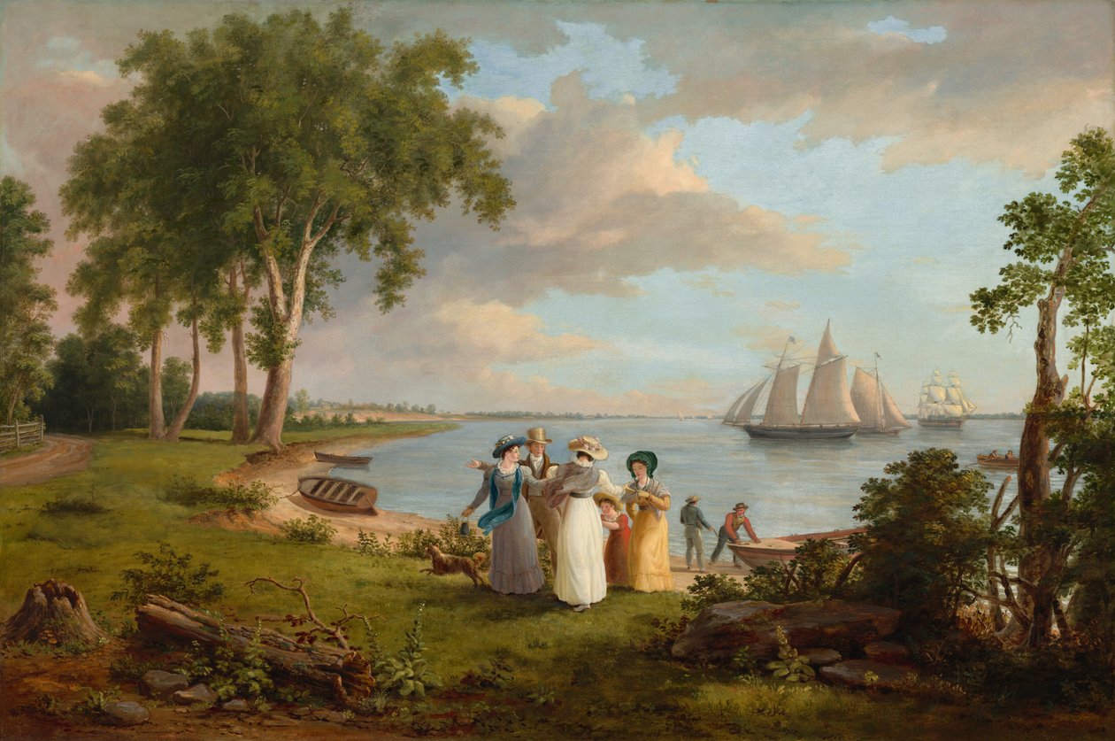 Uitzicht op de Delaware bij Philadelphia door Thomas Birch