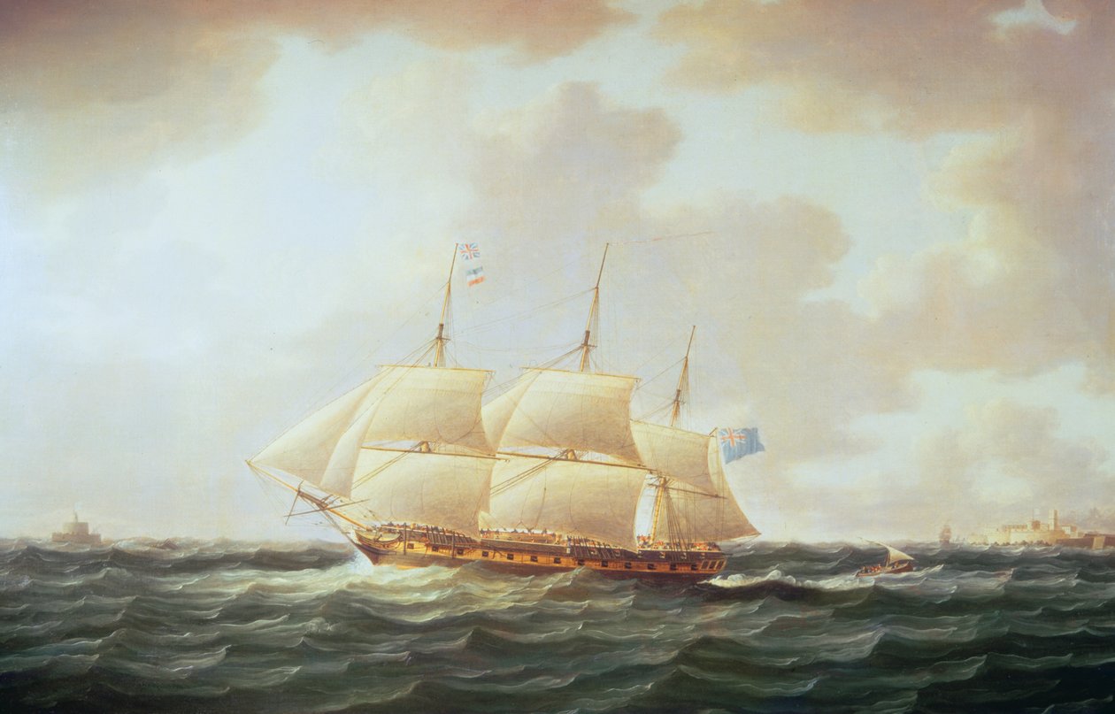 H.M.S. Minerva door Thomas Buttersworth