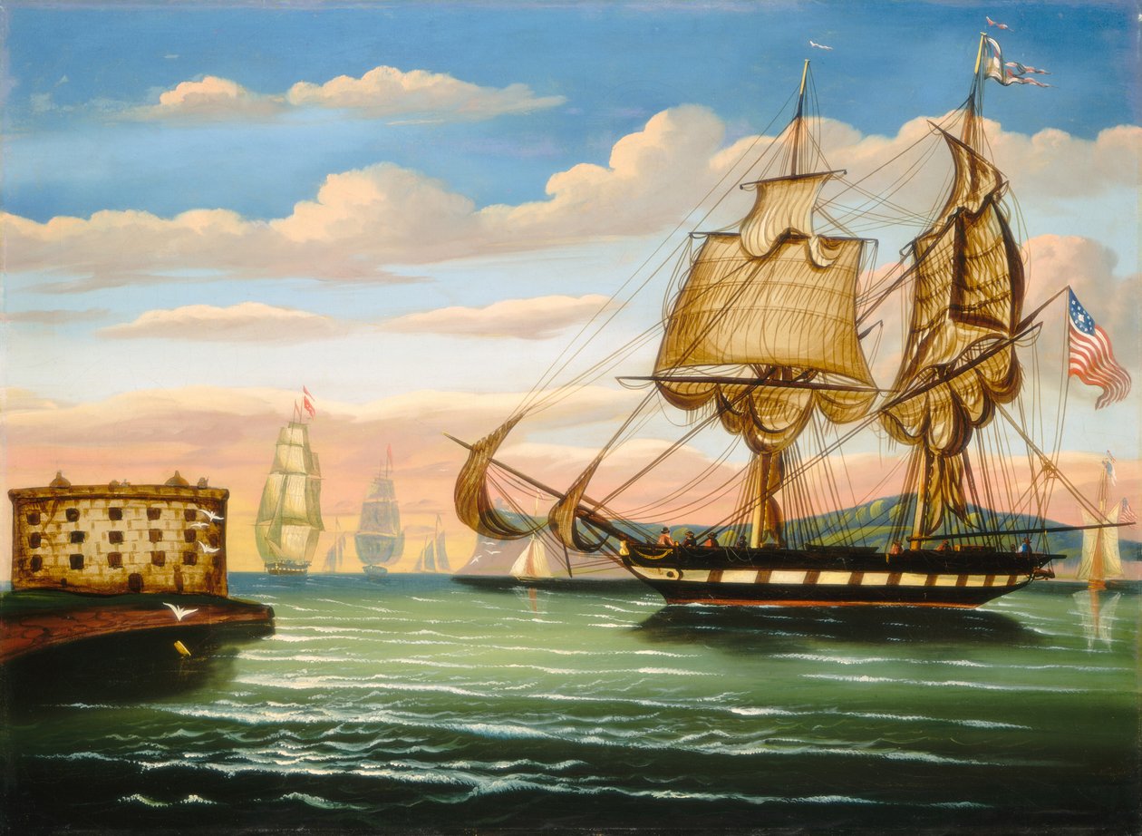 Baai van New York, Zonsondergang door Thomas Chambers