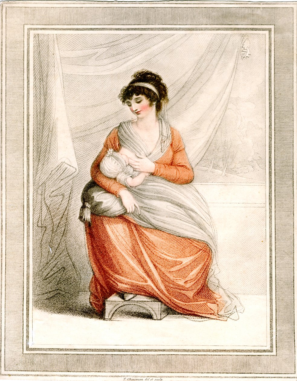 Vrouw die borstvoeding geeft, ca. 1780-1820 door Thomas Cheesman