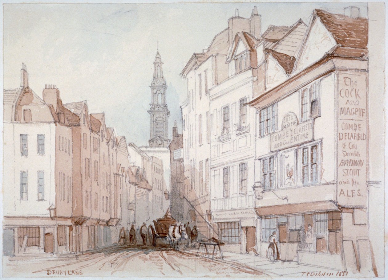 Drury Lane, Westminster, Londen, 1851 door Thomas Colman Dibdin