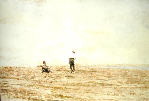 Het net repareren door Thomas Cowperthwait Eakins