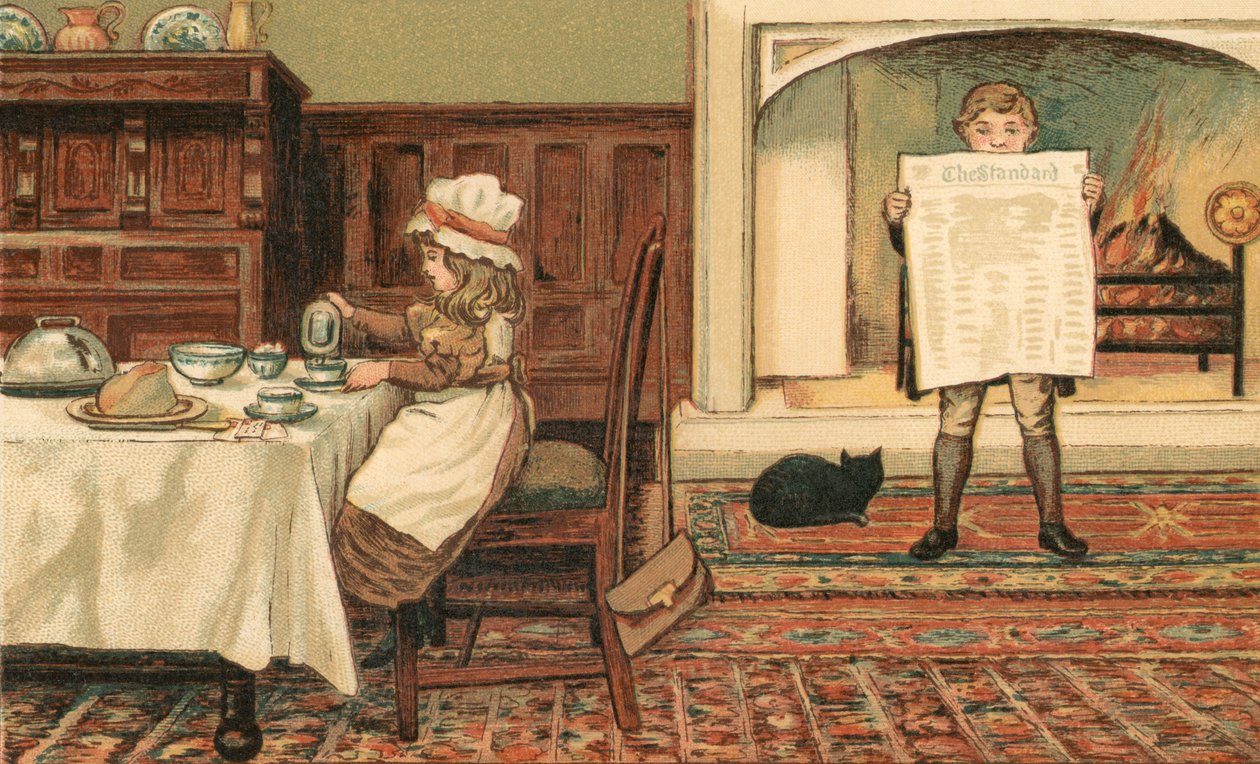 Huiselijk Leven: Kinderen in de Eetkamer door Thomas Crane