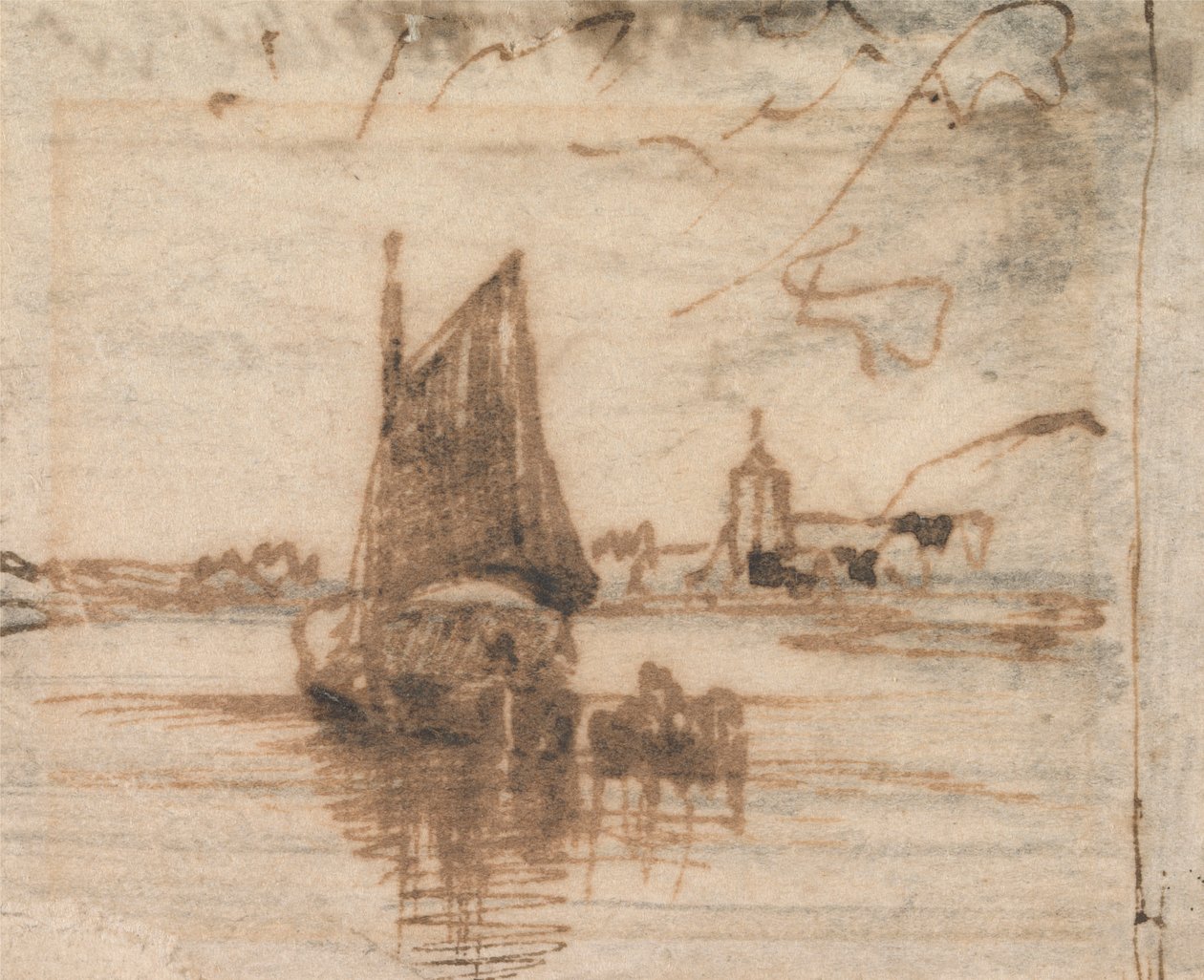 Een Zeilboot in de Windstilte door Thomas Creswick