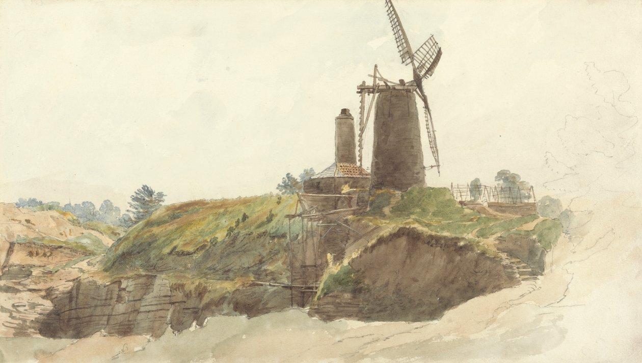 Landschap met Windmolen door Thomas Creswick