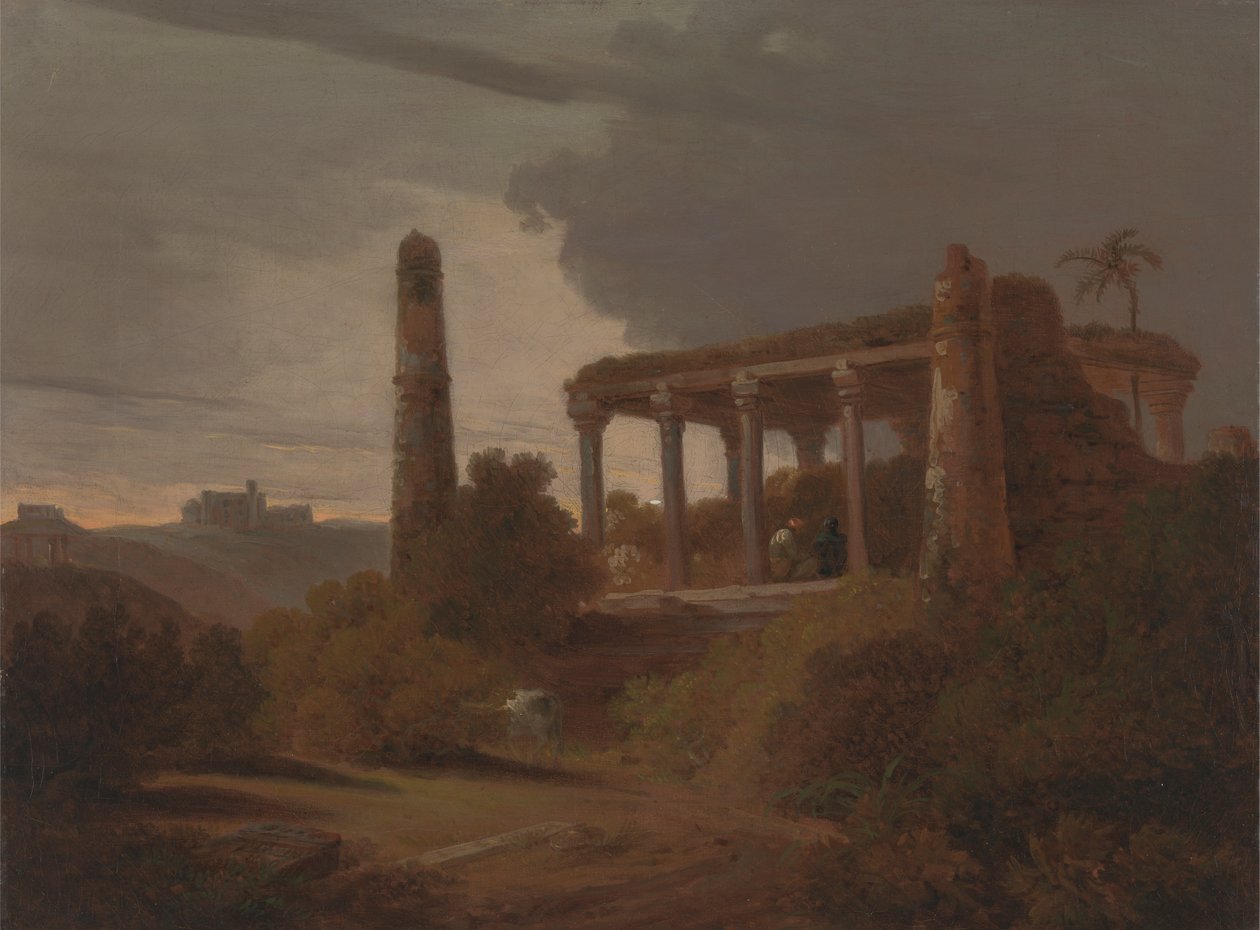 Indiaas Landschap met Tempelruïnes door Thomas Daniell