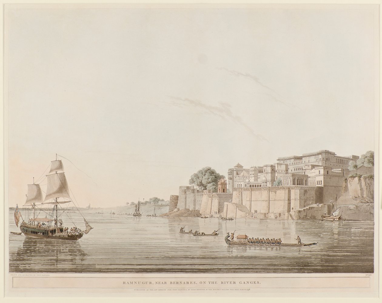 Ramnugur, nabij Bernares, aan de rivier de Ganges door Thomas Daniell