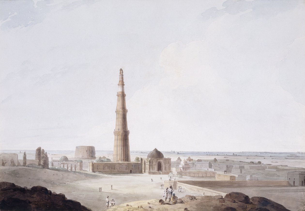 De Qutb Minar, Delhi, ca. 1789 door Thomas Daniell