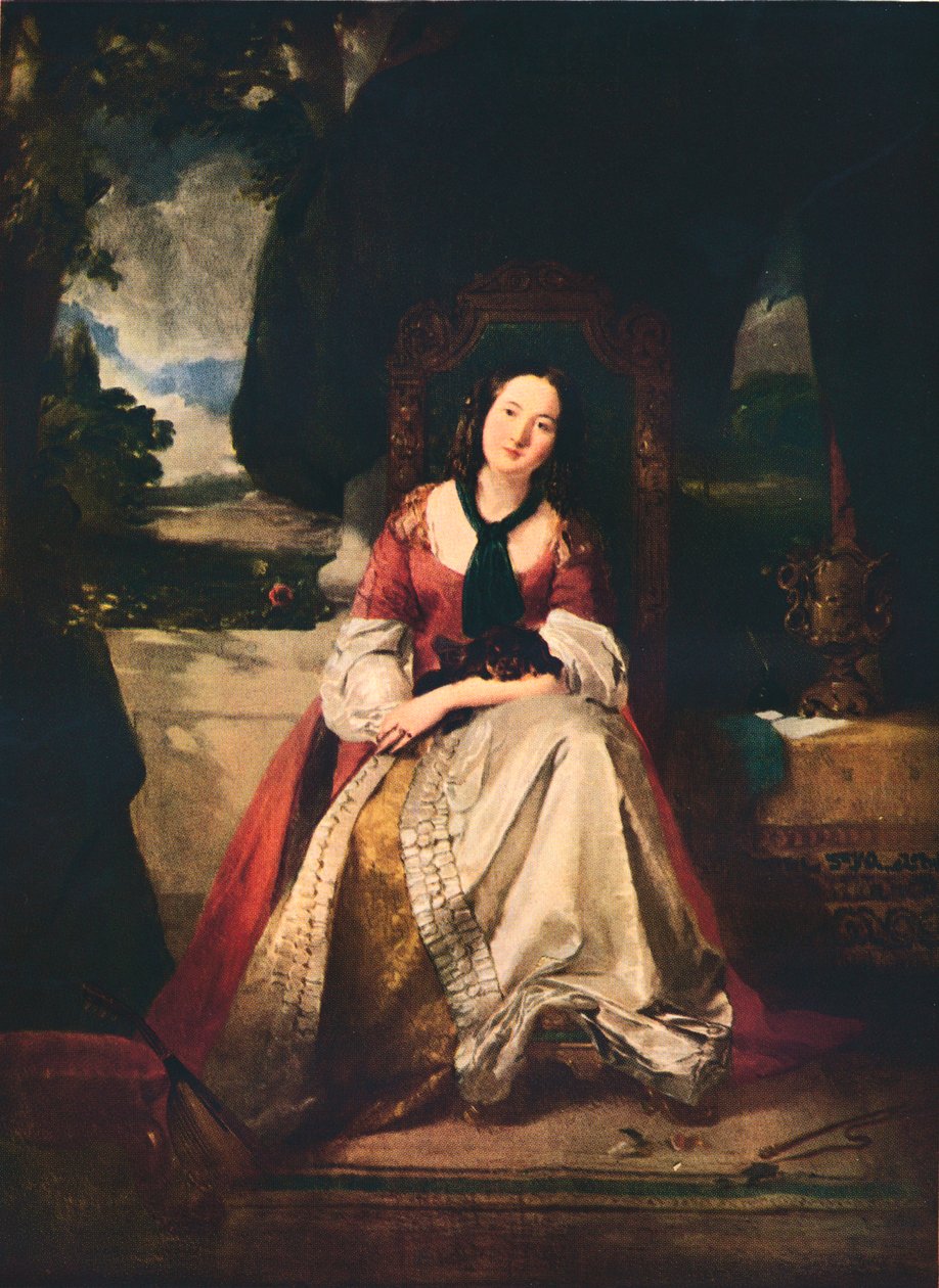 Een dame in verkleedkleding, ca. 1846-1900, 1937 door Thomas Faed