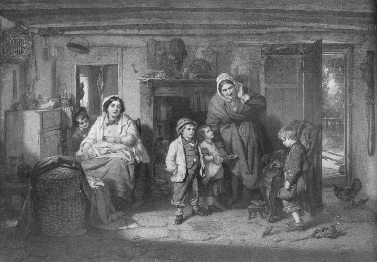 The Mitherless Bairn, ca. 1893, 1911 door Thomas Faed