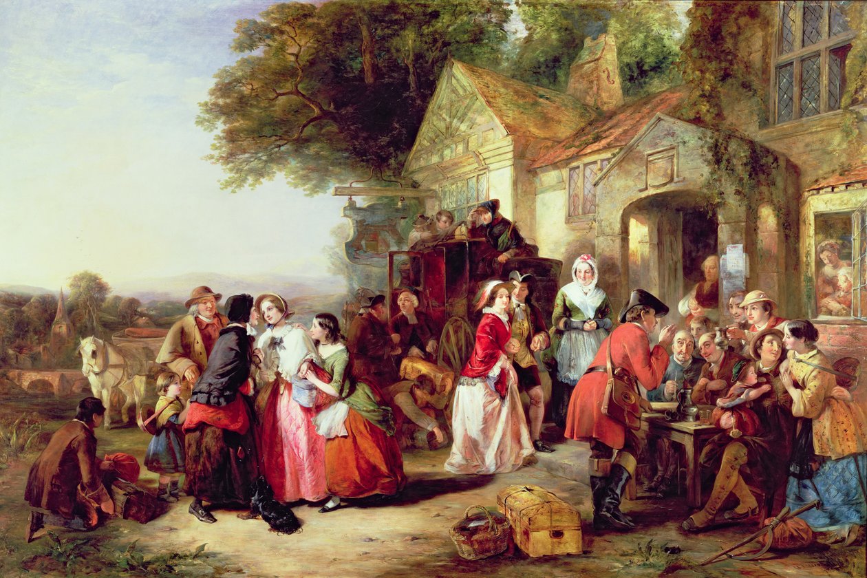 De aankomst van de koets, 1850 door Thomas Falcon Marshall