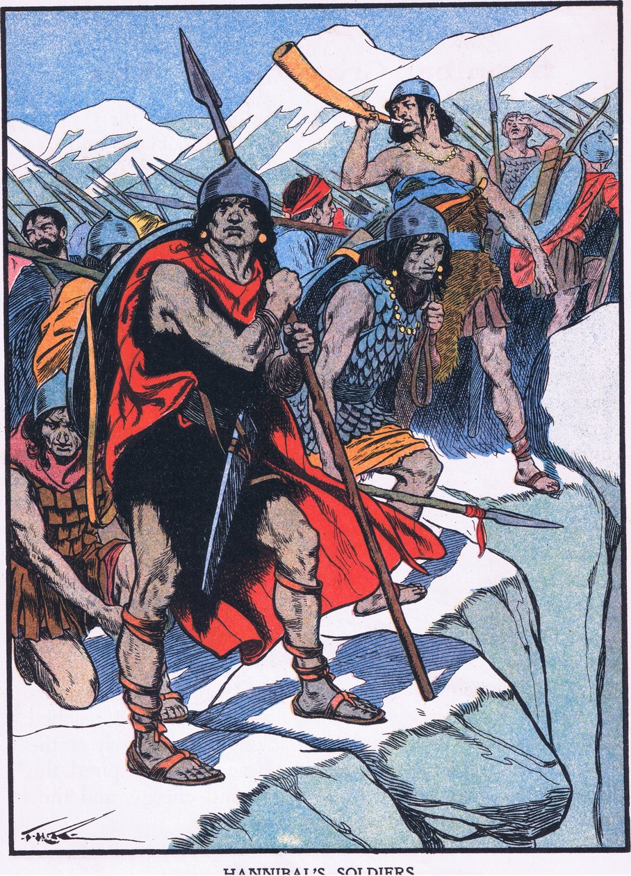 Hannibals soldaten (kleurenlitho) door Thomas Heath Robinson