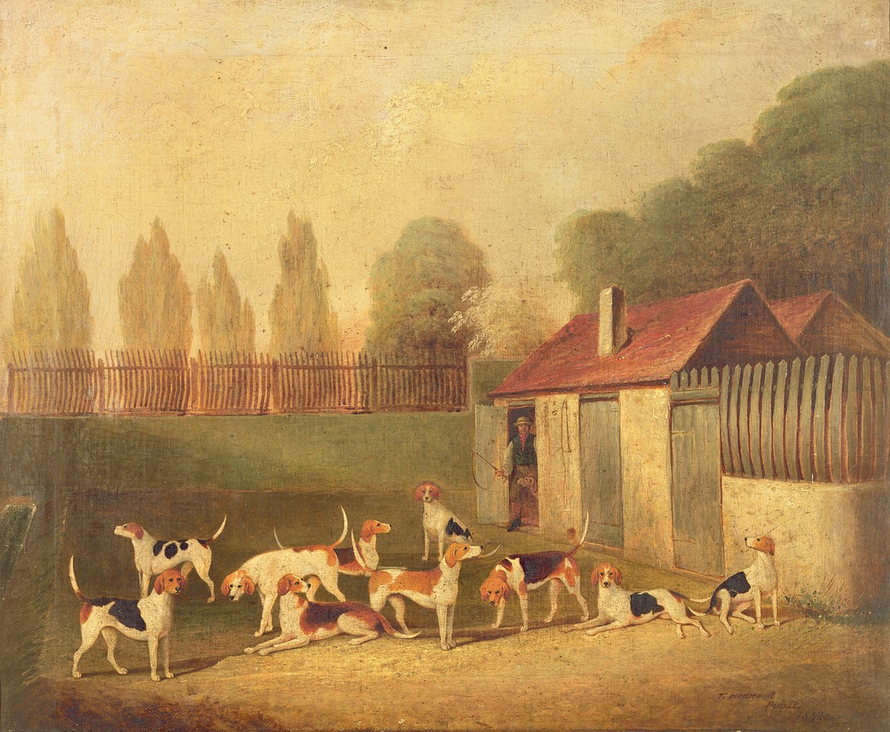 Foxhounds in een Kennel door Thomas Henwood