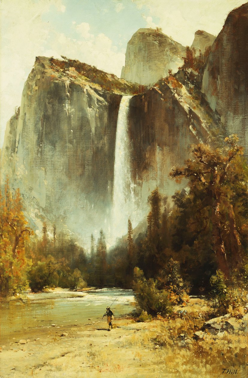 Bridal Falls, Yosemite door Thomas Hill