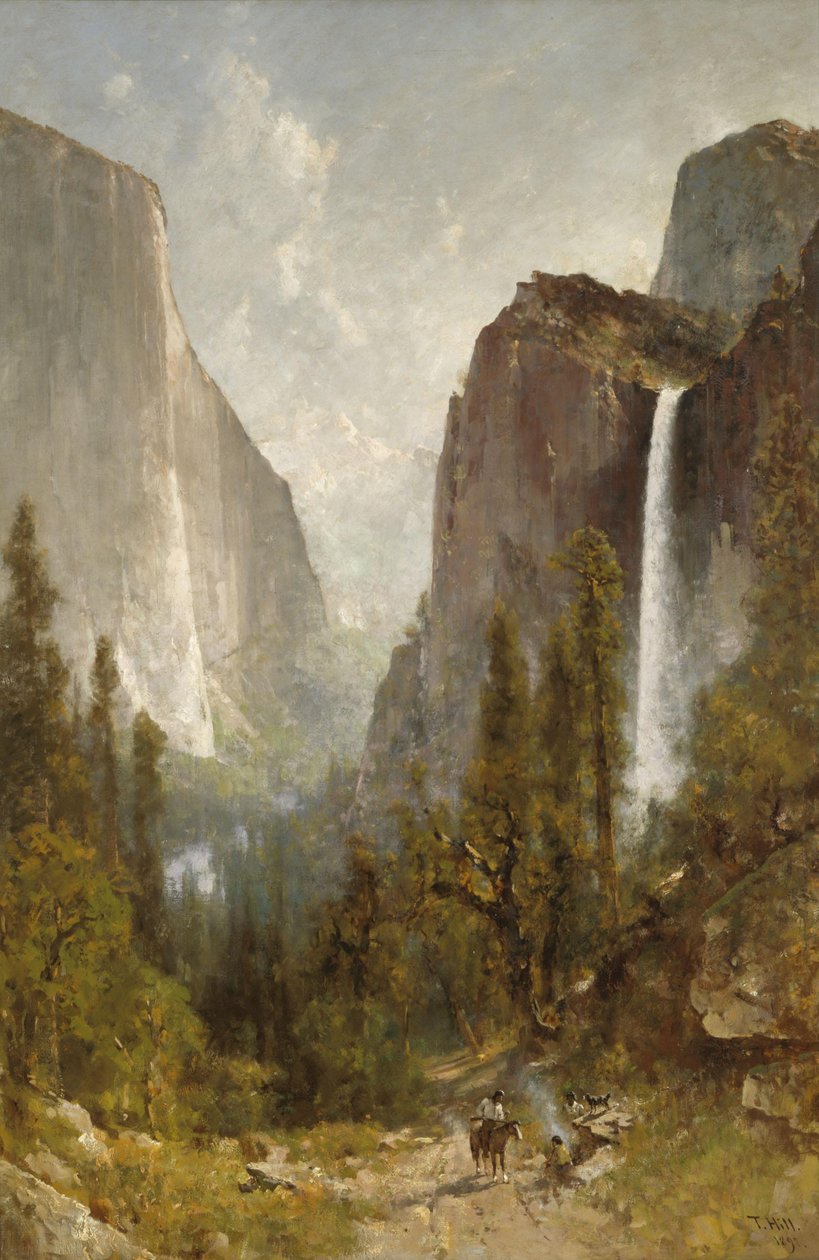 Bridal Veil watervallen, Yosemite Valley door Thomas Hill