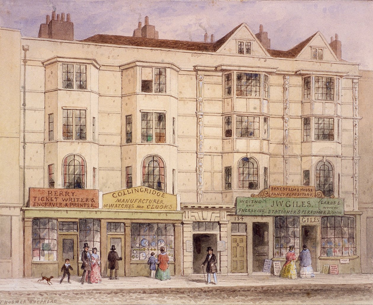 Aldersgate Street, Londen, 1851 door Thomas Hosmer Shepherd