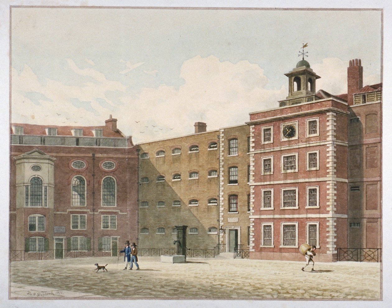 Bridewell, City of London, 1821 door Thomas Hosmer Shepherd