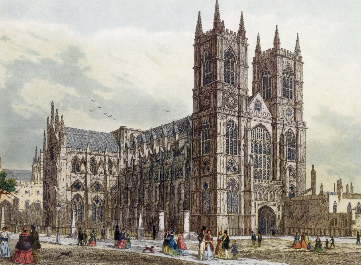 Londen: Westminster Abbey, ca. 1840 door Thomas Hosmer Shepherd