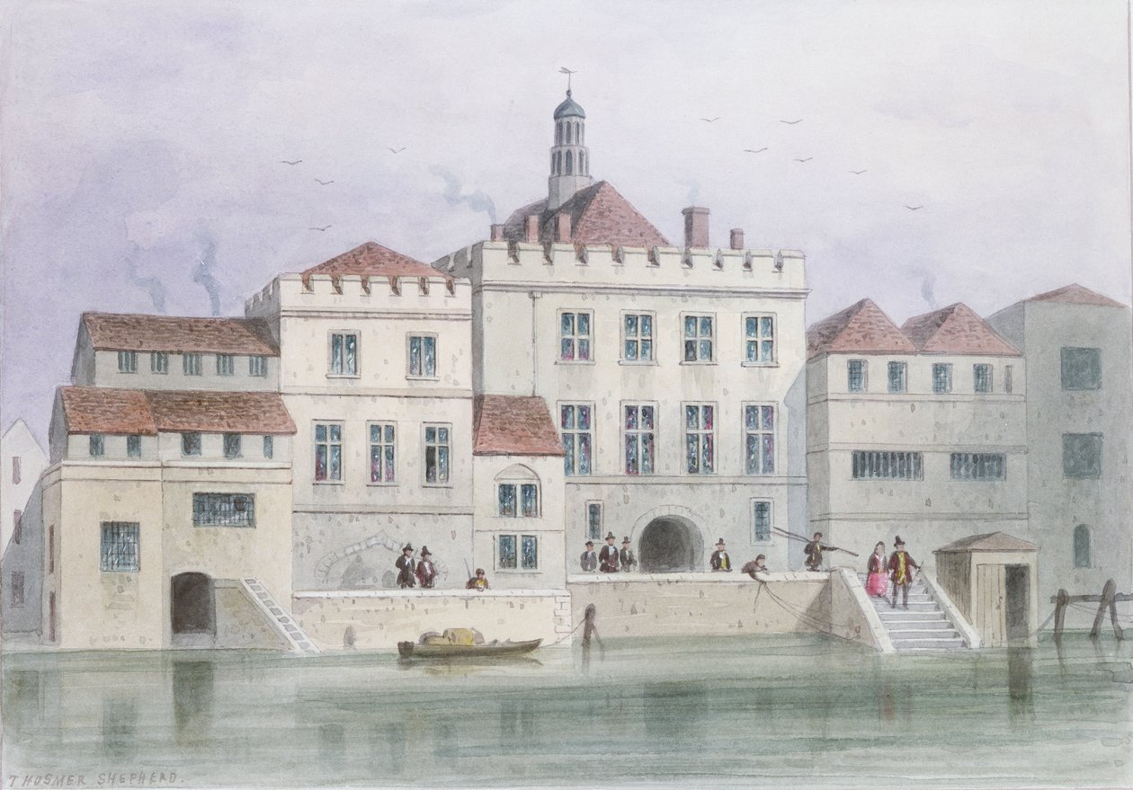 Zicht op Old Fishmongers Hall, 1650 door Thomas Hosmer Shepherd