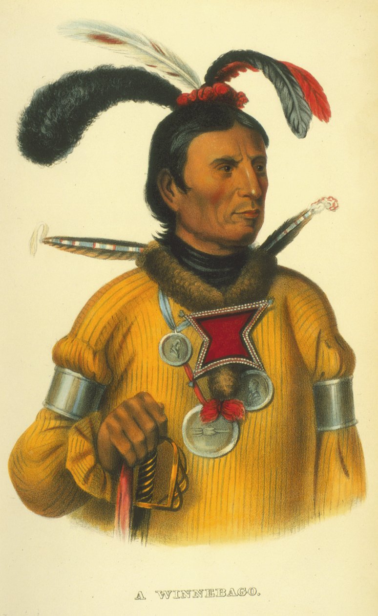 Een Winnebago, 1854 door Thomas Loraine McKenney