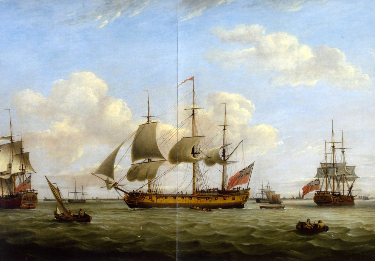 HMS Maria Anna - Graaf van Chatham - Achilles - Thomas Luny door Thomas Luny