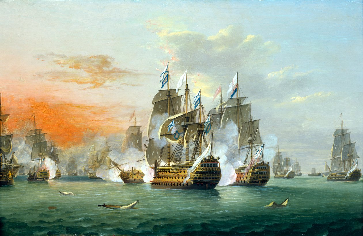 De Slag bij de Heiligen door Thomas Luny