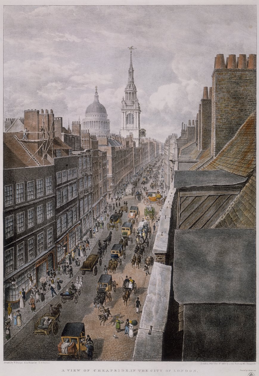 Cheapside, Londen, 1823 door Thomas Mann Baynes