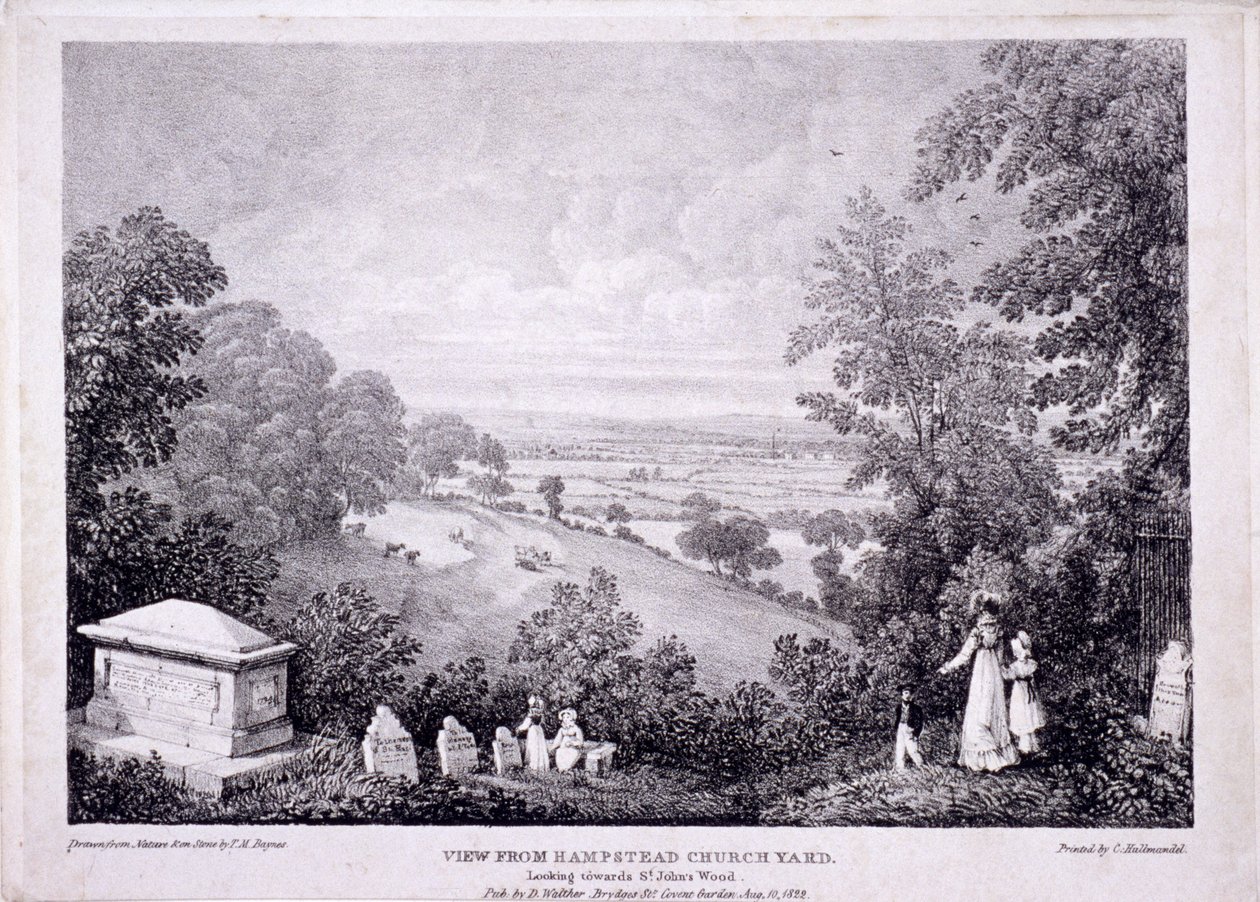Algemeen uitzicht op Hampstead, Londen, 1822 door Thomas Mann Baynes
