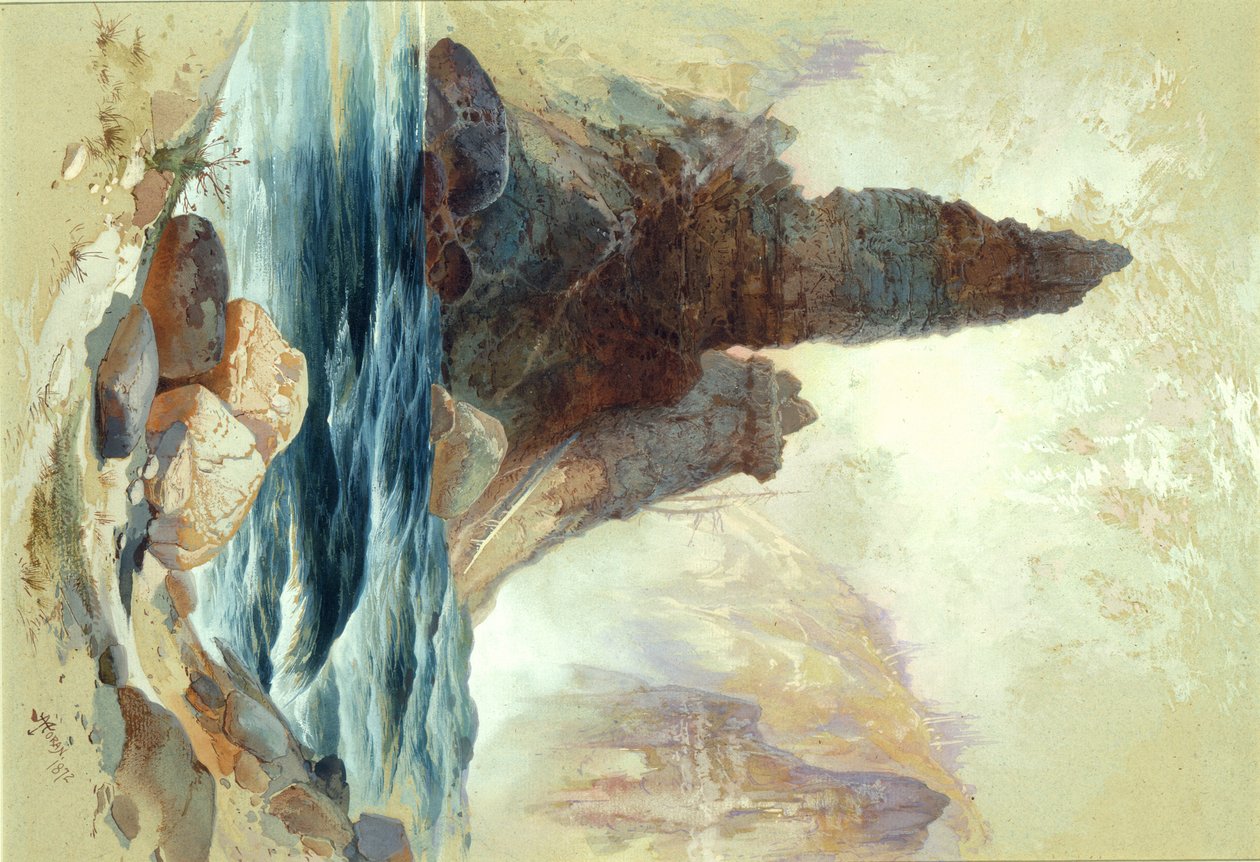 Boven Tower Falls, Yellowstone, 1872 door Thomas Moran